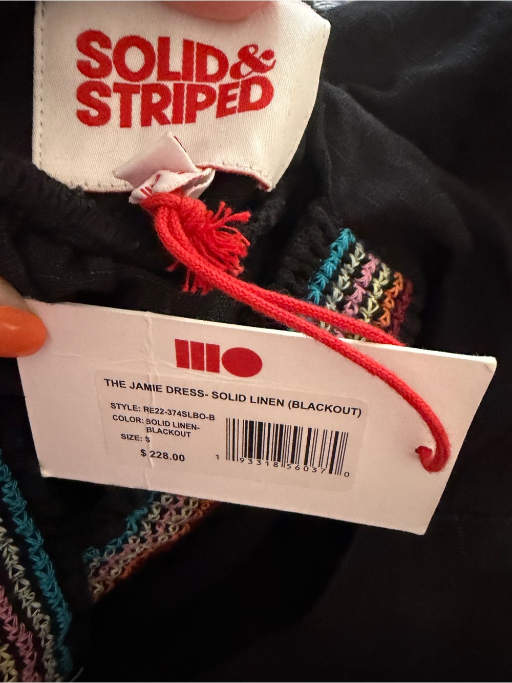 Solid & Striped The Jamie Dress Blackout Linen Blend Embroidered Strap NWT - Picture 11 of 11
